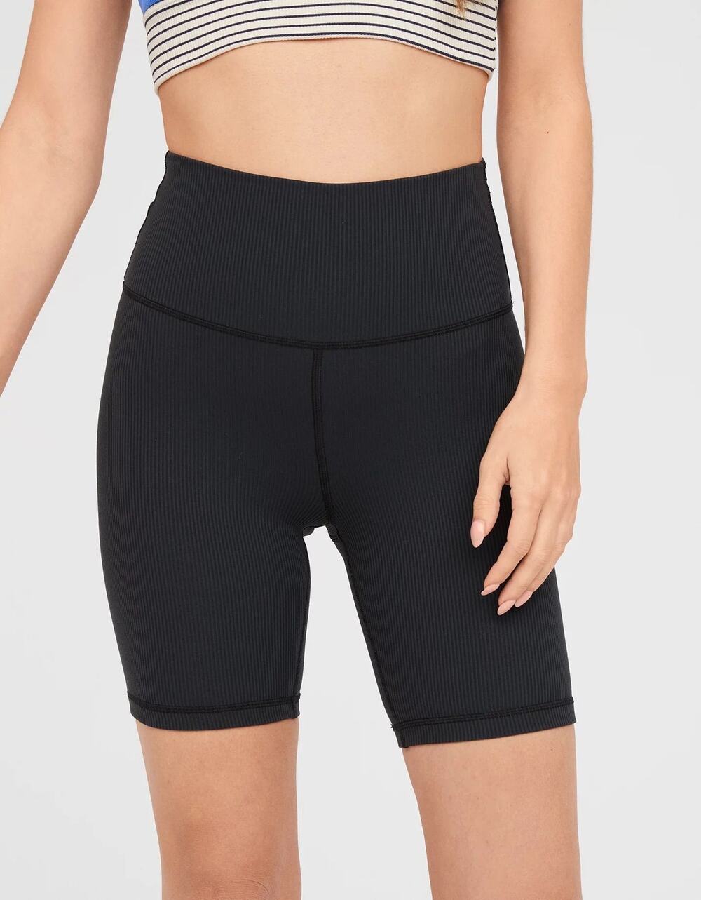 OFFLINE By Aerie Ribbed 7" Bike Short Black XS NWT